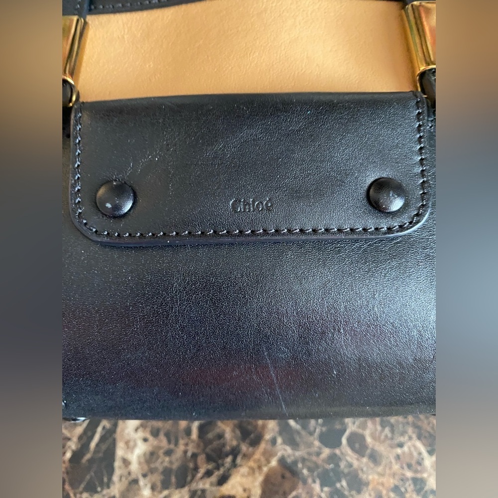 Chloe - EUC Little Alice 2-way handbag in black and tan color scheme, 2 tone - Picture 5 of 13